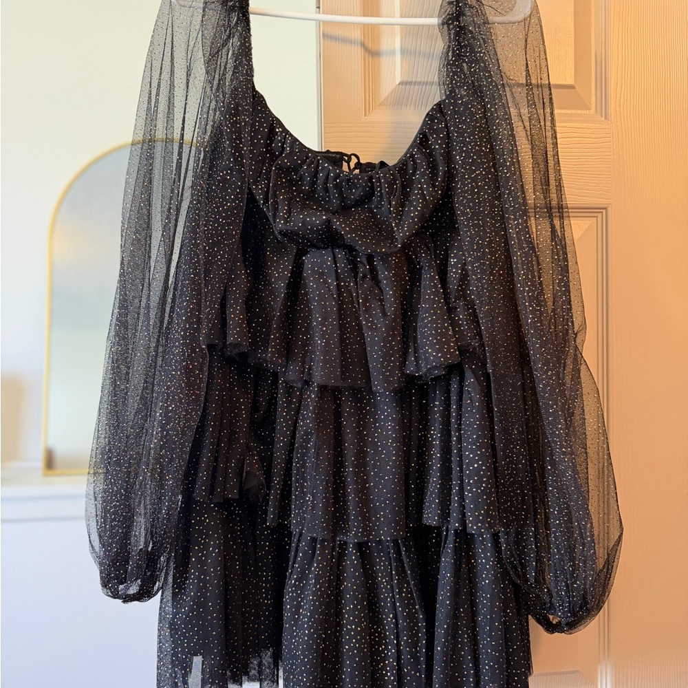 Sparkling Black Layered Party Dress